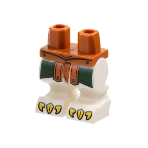 LEGO - Minifig, Legs w/ Green Skirt, Orange Loincloth & Yellow Claws Pattern