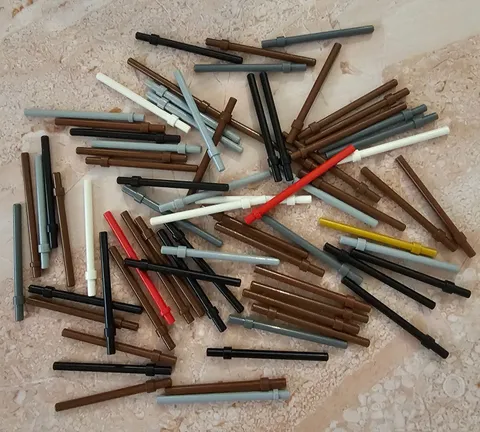 65 LEGO Genuine Lot Bar 6L with Stop Ring Multicolor Brown, Black, Gray, White