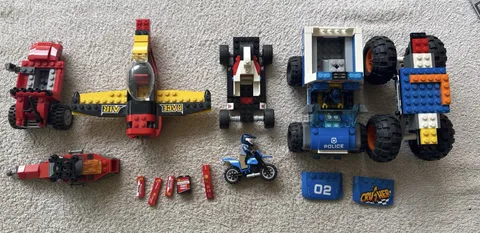LEGO Incomplete Vehicles Lot - City Police Truck Air Race Plane Motorcycle Parts