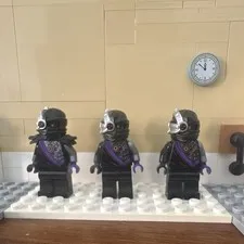 LEGO NINJAGO Minifigure Lot 3 Black/Silver/Purple Ninja Figures Plastic