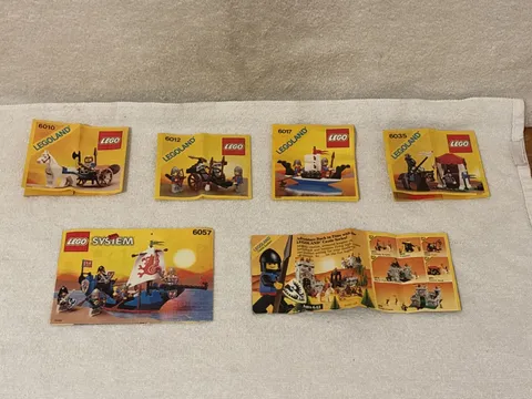 VTG 80s Lego Castle 6010 6012 6017 6035 6057 Instructions Only Knights FREE SHIP