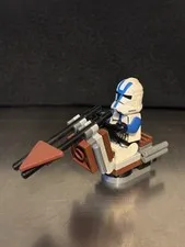 LEGO Star Wars 501st Legion Clone Trooper figure on a custom BARC speeder