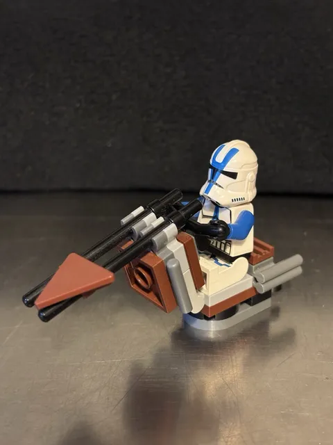 LEGO Star Wars 501st Legion Clone Trooper figure on a custom BARC speeder
