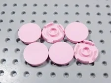 LEGO Lot of 6 Pink Round 2x2 Smooth Tiles Plates BN