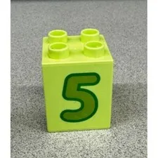 Lego Duplo Number 5 Lime Green Block 2 x 2 x 2 Train Replacement Piece Counting