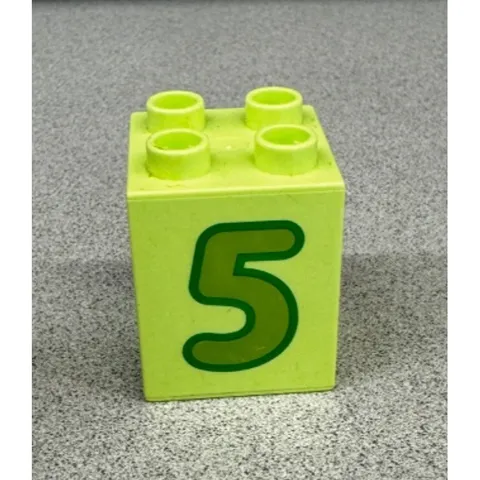 Lego Duplo Number 5 Lime Green Block 2 x 2 x 2 Train Replacement Piece Counting