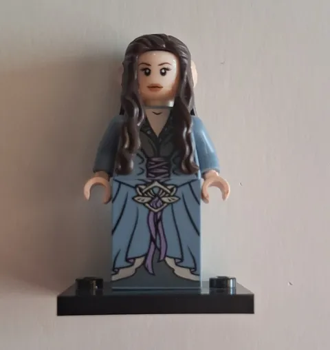 LEGO ARWEN Elf Minifigure w/ Long Dark Hair & Blue Dress Plastic Figure