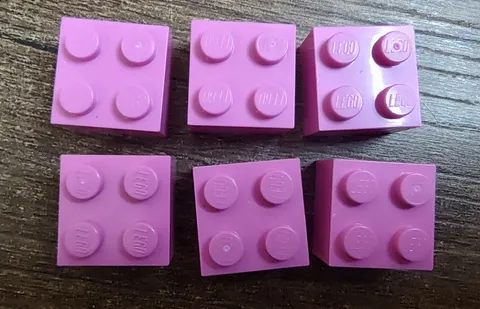 (6) 2x2 Pink Standard Brick Bricks Lego Building Parts 