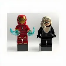 LEGO Marvel invincible Iron Man & Black Cat Minifigure Lot – Genuine LEGO acces.
