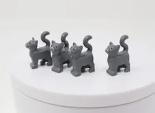 Lot of 4x NEW Cat / Kitten Dark Gray Standing Happy W/ Tail Up Pink Nose
