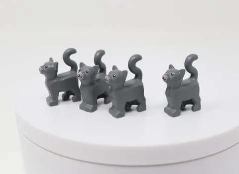 Lot of 4x NEW Cat / Kitten Dark Gray Standing Happy W/ Tail Up Pink Nose