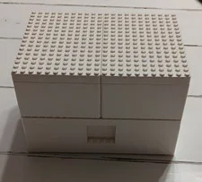 IKEA White Storage Container Box with Studded Lid, for Legos 3 Compartments