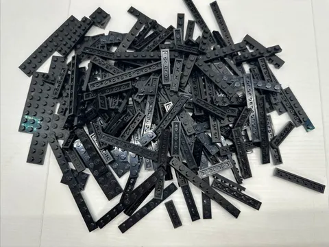 Lego Parts Plates - Lot Of 150 Black Plates Assorted Sizes