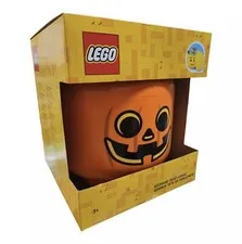 LEGO Halloween Pumpkin Jack-O-Lantern Large Orange Storage LARGE Head Container