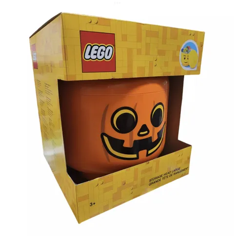 LEGO Halloween Pumpkin Jack-O-Lantern Large Orange Storage LARGE Head Container