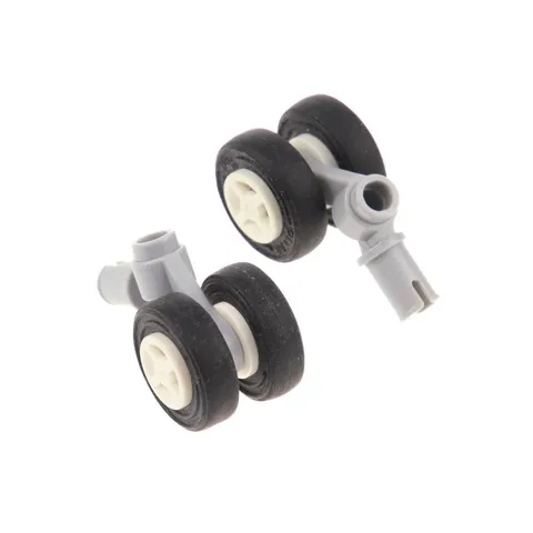 2x LEGO Plane Wheel Axle Light Gray Pin Holder 2 Wheels White 61483c03 61483c02