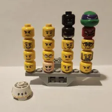 LEGO Donatello TMNT Minifigure Head Lot, Printed Faces, 19 Pieces
