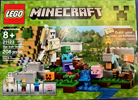 LEGO Minecraft 21123 The Iron Golem 208 pcs Ages 8+ Alex Zombie Baby Pig