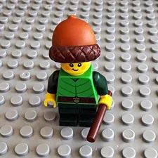 LEGO Castle Forestman Minifigure - Green Outfit Brown Hat Staff Club CAS008