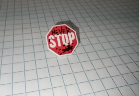 1 Lego Minifigure accessory "Never Stop" stop sign shield bb0883pb01 WYSIWYG