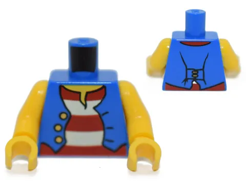 LEGO Minifigure Torso Pirate Open Vest blue red stripes yellow arms 6243 6023600