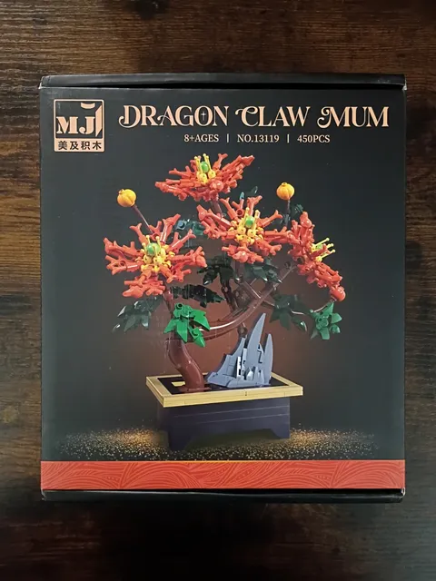 9.5" ORANGE CHRYSANTHEMUM Bonsai Flower Pot Botanical Building Block Brick Set
