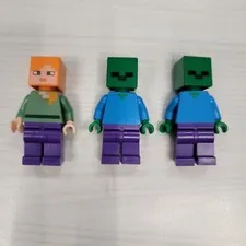Lego Minecraft LOT OF THREE Minifigures 2 Zombies and 1 Alex Ships Fast!