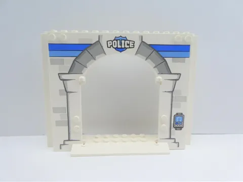 Lego White Panel 4 x 16 x 10 with Police Pattern 15626pb02 / 10675-01