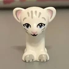 LEGO DUPLO White Tiger Cub Animal Figure Printed White/Gray Stripe, Polybag