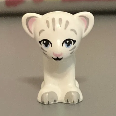 LEGO DUPLO White Tiger Cub Animal Figure Printed White/Gray Stripe, Polybag