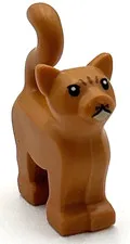 Lego New Medium Nougat Cat Standing with Black Eyes with Eyelids Nougat Nose,