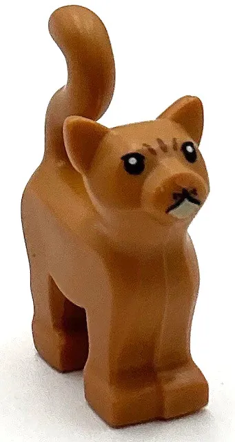 Lego New Medium Nougat Cat Standing with Black Eyes with Eyelids Nougat Nose,
