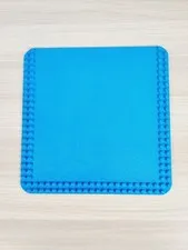 LEGO Vintage 24x24 Blue Thin Base Plate w/ 2 Rows of Studs on 3 Edges