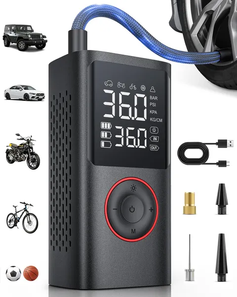 Powools Tire Inflator Portable Air Compressor 150 Psi Cordless Bike Pump Air