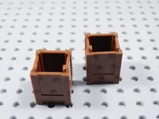LEGO Lot of 2 Reddish Brown 2x2x2 Crate Container Accessory Minifig BR