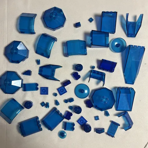Vintage Lego Bricks Blocks Parts Pieces Deep Blue Transparent Clear 50+ Parts