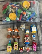 HUGE Lot of 15 Complete LEGO Mario Minifigures Working + Bag of Pieces & Tiles