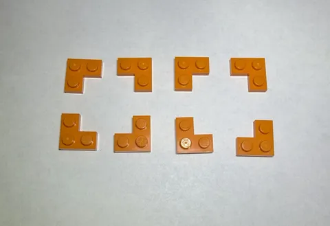 Lego Lot Of 8 Bright Orange Corner Plates Plate 1x2x2 New City Part