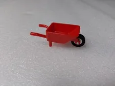 Lego New Red Fabuland Utensil Wheelbarrow Frame w/ Black Wheel Part