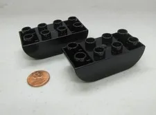 Lego Duplo Block BLACK 2x4 CURVED BOTTOM BRICK 2 Lot Building Blocks Castle