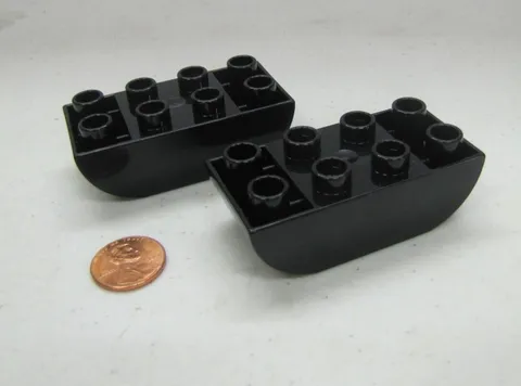 Lego Duplo Block BLACK 2x4 CURVED BOTTOM BRICK 2 Lot Building Blocks Castle