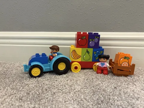 LEGO DUPLO My First Tractor Lot Blue Tractor/Trailer, Fruit Blocks & Boy