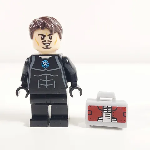 Lego Tony Stark Minifigure Black Gray Jumpsuit Briefcase Iron Man 3 76007 sh0069