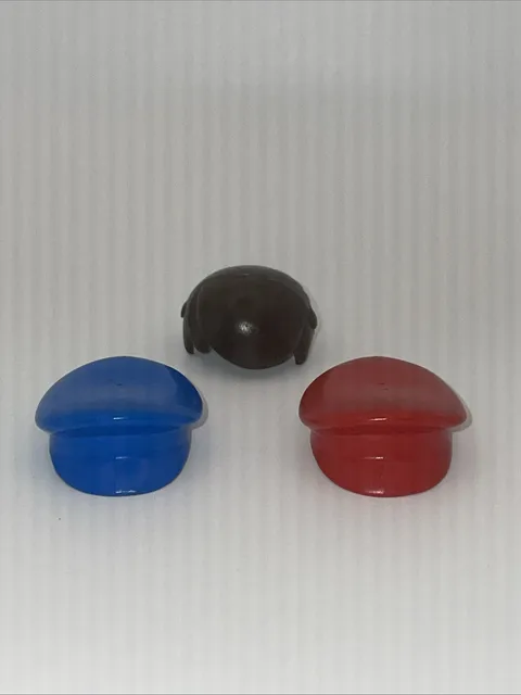 Lego Boy/Girl Minifig BLUE & RED HAT Minifigure Head GearDriver Cap & Brown Hair