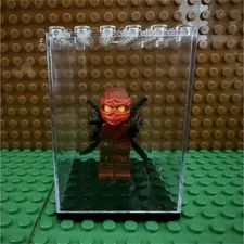 LEGO NINJAGO Red Ninja Minifigure w/ 2 Swords Armor Stand & Display Case