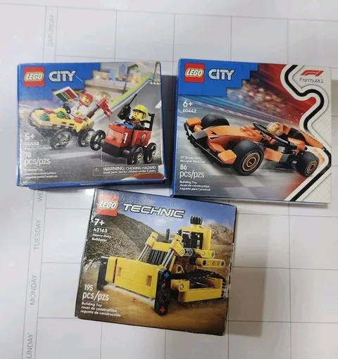 LEGO City 60442 F1 McLaren 60458 Pizza/Fire 42163 Technic Bulldozer Lot New NIB