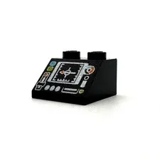 Lego Slope 2x2 45 Control Panel Radar Gauge Black Printed Brick 3039pb010