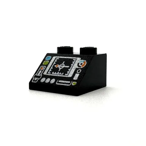 Lego Slope 2x2 45 Control Panel Radar Gauge Black Printed Brick 3039pb010