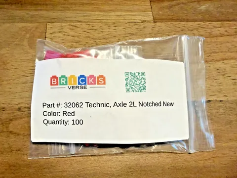 100 New Genuine LEGO Red Technic Axles 2L Notched 32062 Bulk Lot MOC