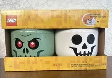 Lego Halloween Special Edition Storage Head New 2 Piece Set Zombie & Skeleton